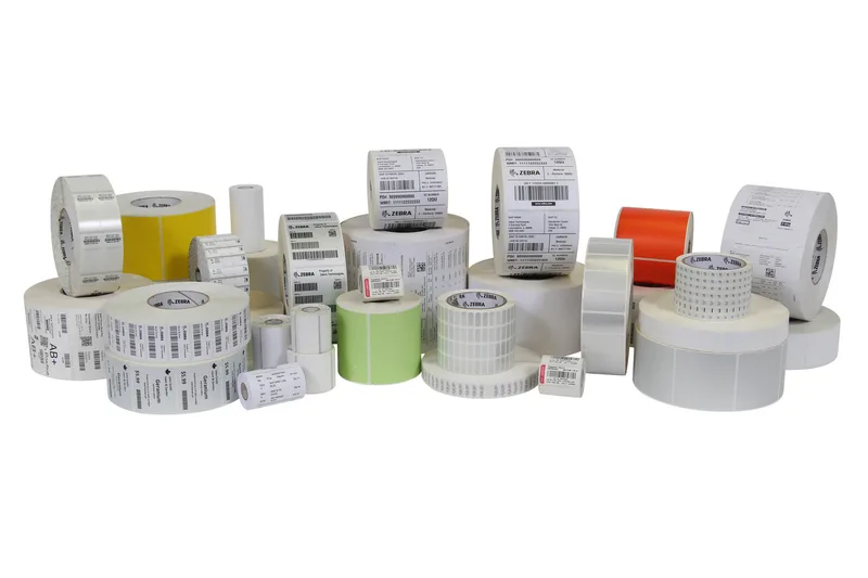 Etiquetas para códigos de barras: fotografía de consumibles Zebra